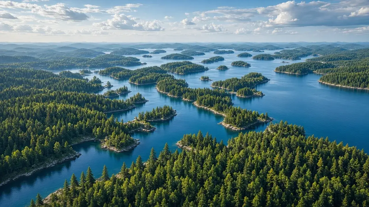 Aerial view of shoreline