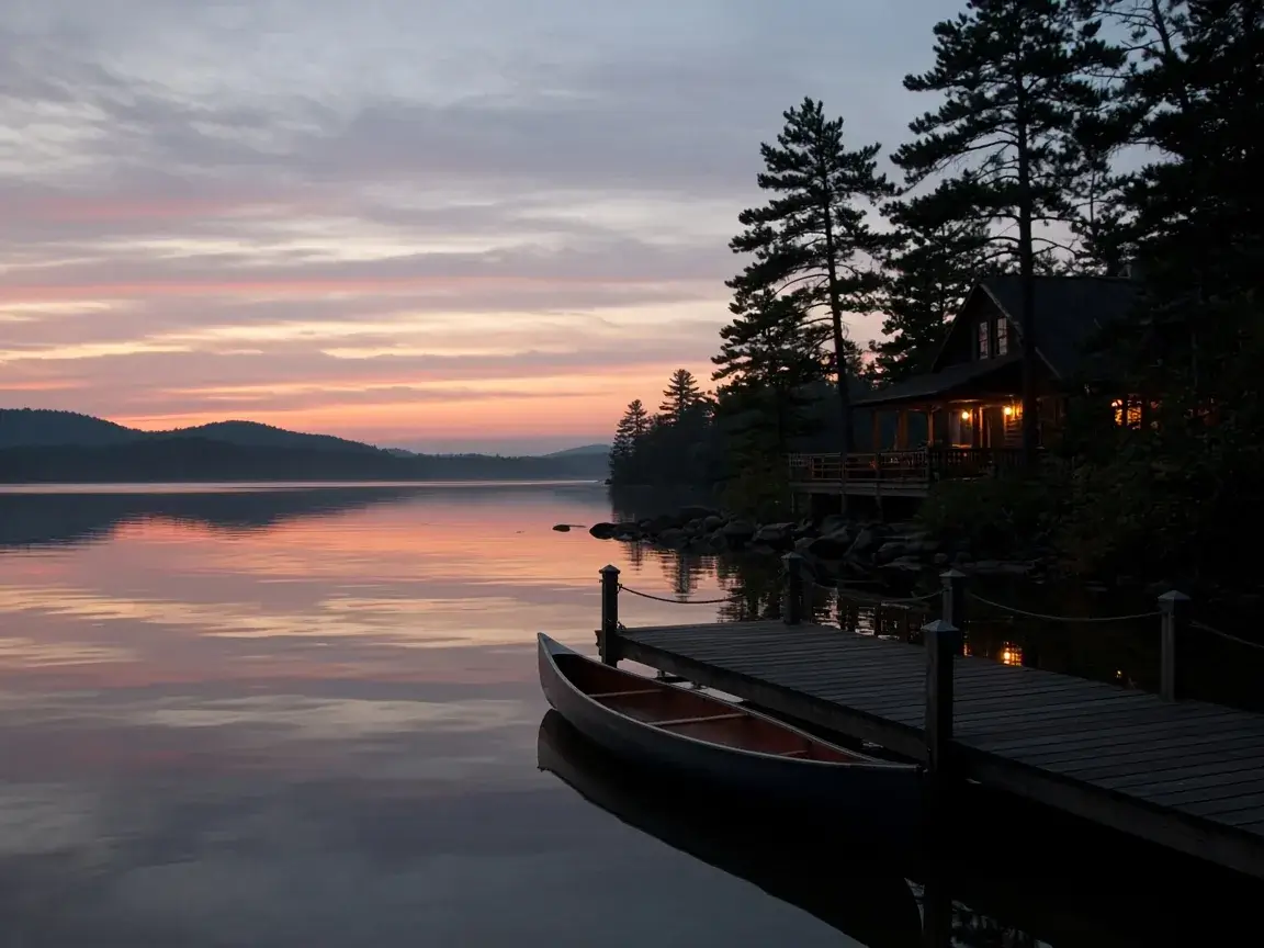 Wooden dock at dusk