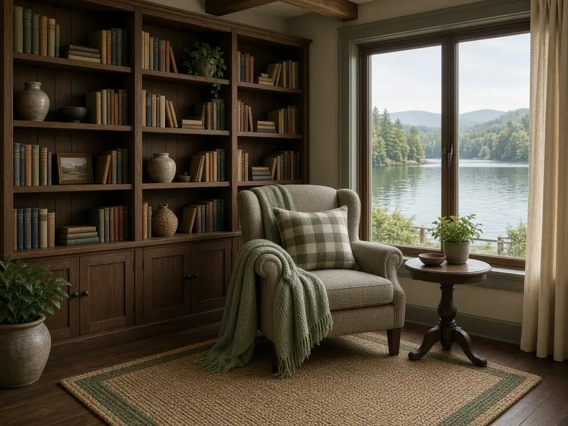 Reading nook with woven throw